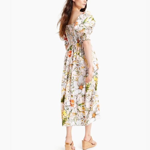 INC International Concepts Smocked Puff-Sleeve Midi Dress - Picture 3 of 10